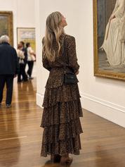 Bohemian Leopard Print Shirt And Layered Ruffle Skirt Set