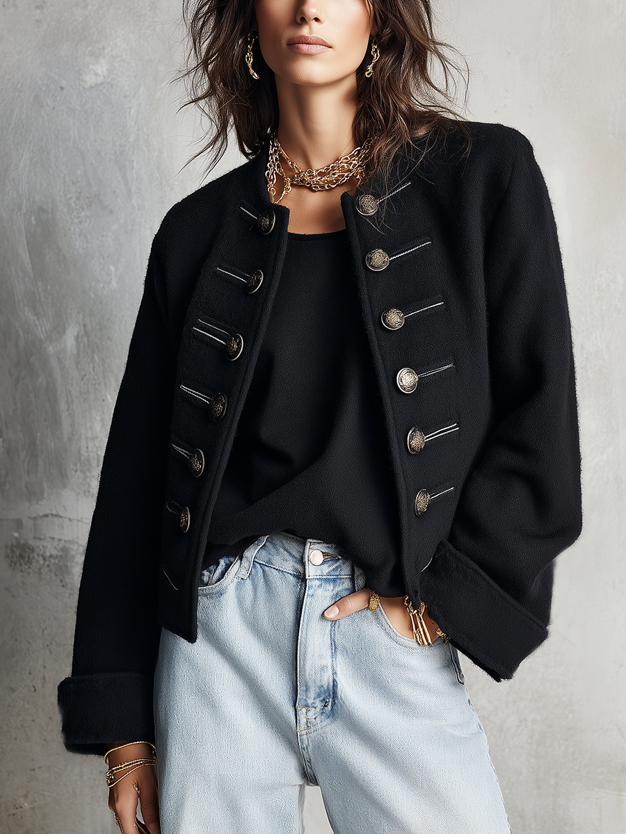 Black And Gold Button Jacket