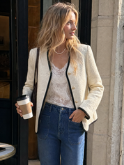 Parisian Chic Cream Tweed Cardigan Coat