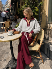 Sport Luxe Half-Zip Pullover & Wide Leg Pants Set