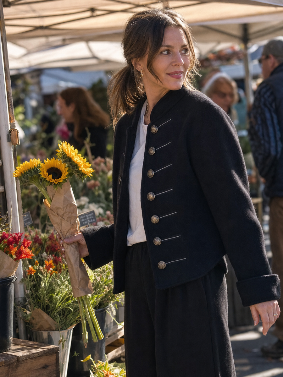 Black And Gold Button Jacket