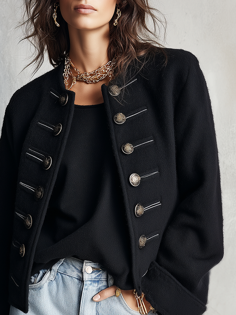 Black And Gold Button Jacket