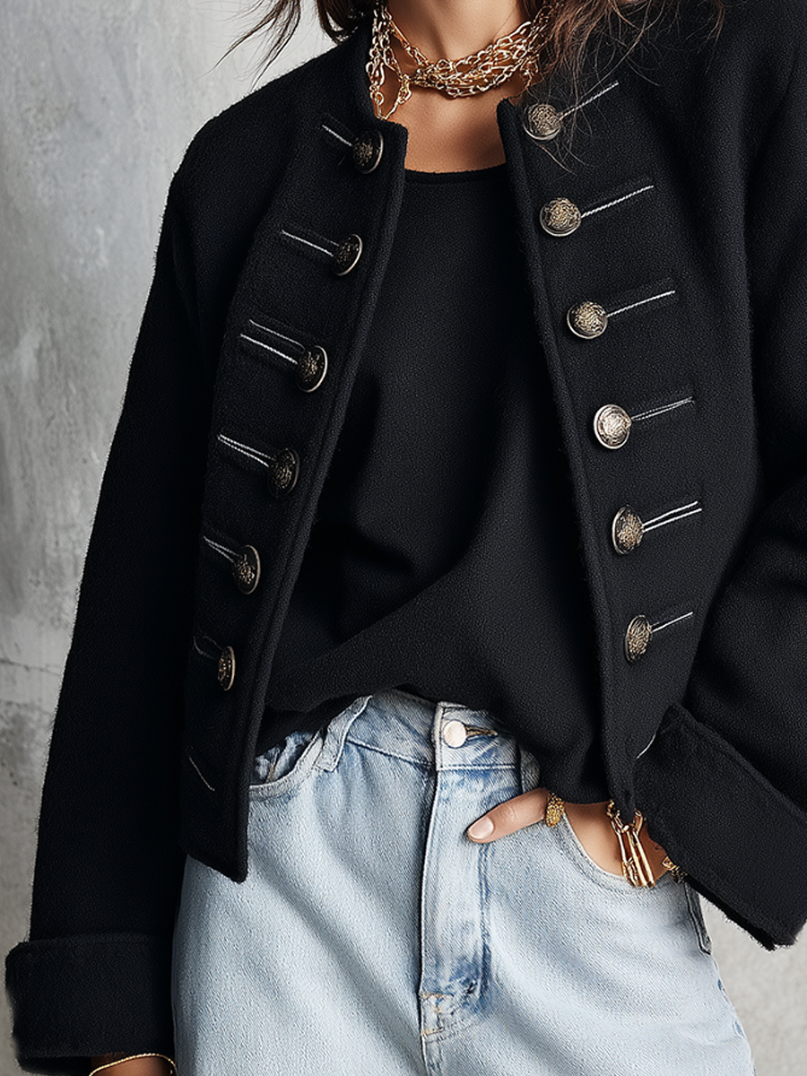 Black And Gold Button Jacket