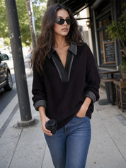 Urban Luxe Metallic Collar Knit Sweater Top