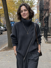 Charcoal Gray Zip-up Sweater