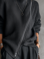 Charcoal Gray Zip-up Sweater