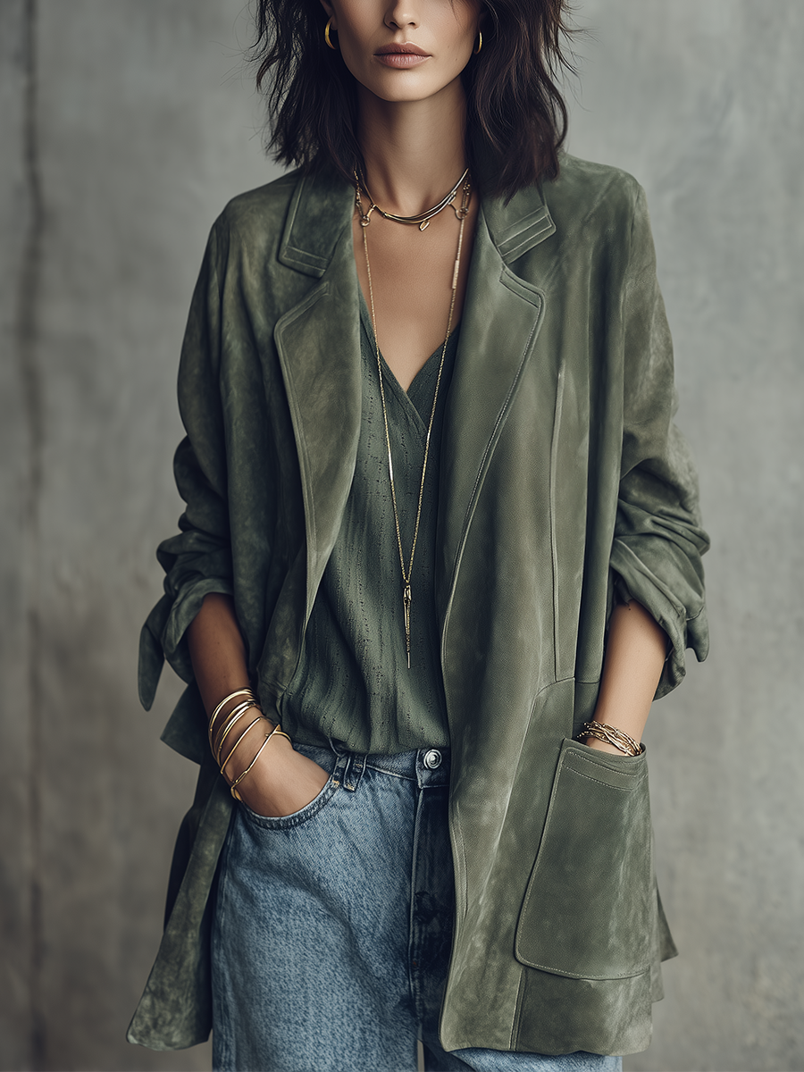Sage Green Suede Blazer