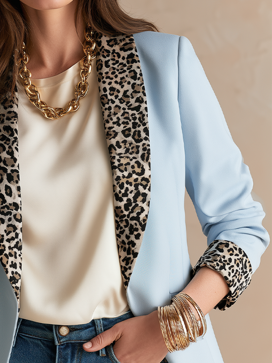 Effortless Chic Animal Collar Tailored Blazer