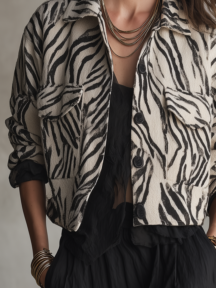 Bohemian Ivory Zebra Print Coat