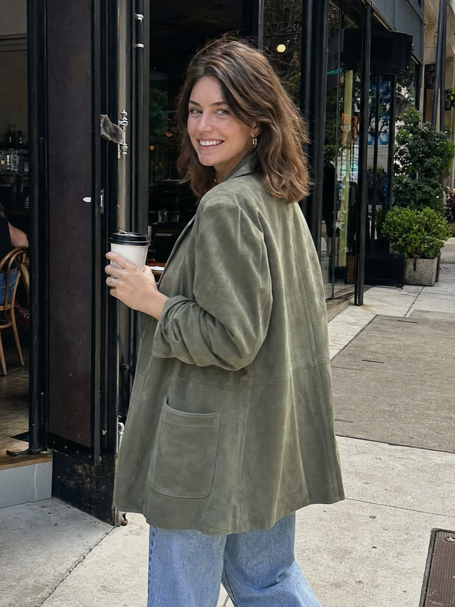 Sage Green Suede Blazer