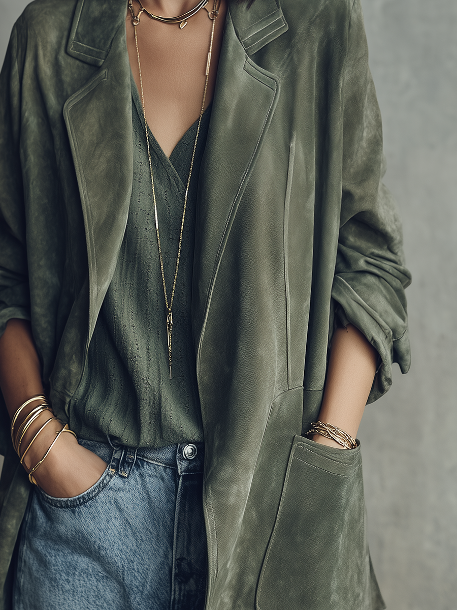 Sage Green Suede Blazer