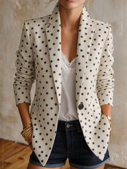 Parisian Chic Polka Dot Blazer Jacket