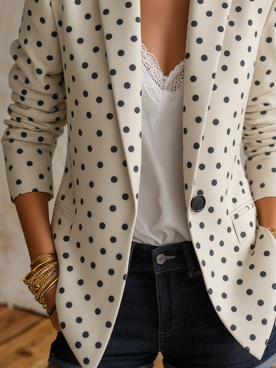 Parisian Chic Polka Dot Blazer Jacket
