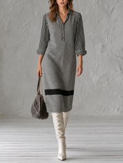 Effortless Office Layered-Look Sweater Midi Dress