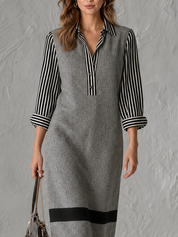 Effortless Office Layered-Look Sweater Midi Dress
