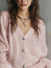 Soft Light Pink Feather Sweater