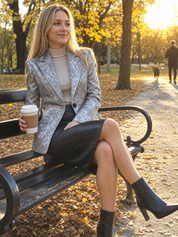 Sophisticated Silver Floral Jacquard Single-Breasted Blazer