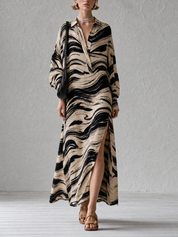 Resort Luxe Abstract Print Side Slit Maxi Dress