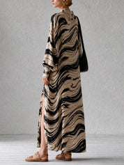 Resort Luxe Abstract Print Side Slit Maxi Dress