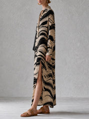 Resort Luxe Abstract Print Side Slit Maxi Dress