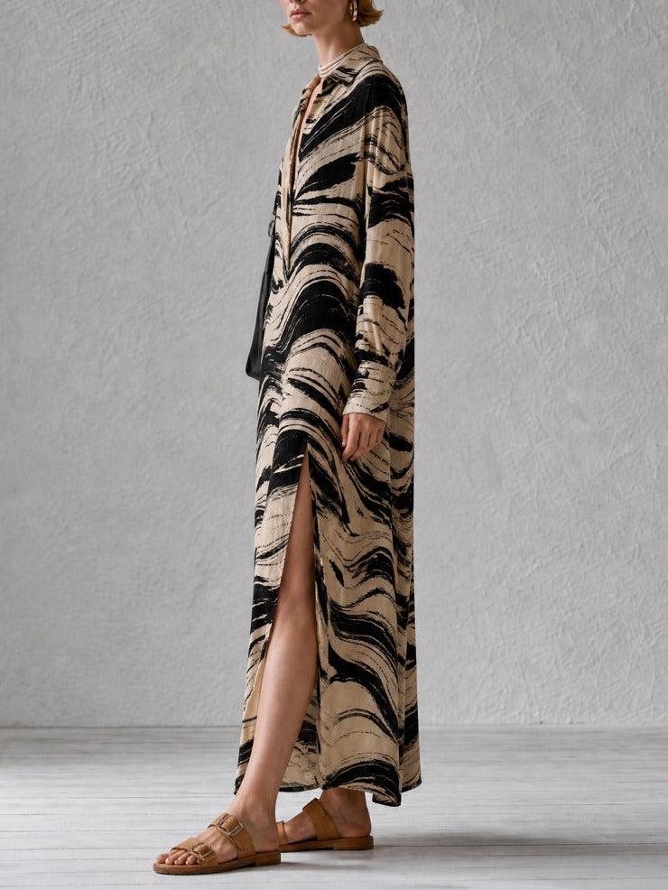 Resort Luxe Abstract Print Side Slit Maxi Dress