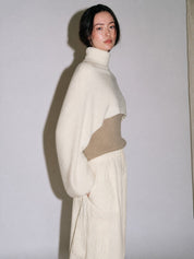 Cropped Turtleneck Oversized Sleeve Knit Sweater Set