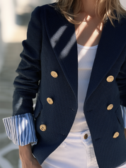 Quiet Luxe Navy Textured Blazer Jacket