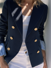 Quiet Luxe Navy Textured Blazer Jacket