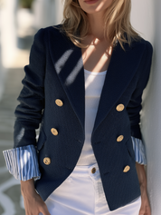 Quiet Luxe Navy Textured Blazer Jacket
