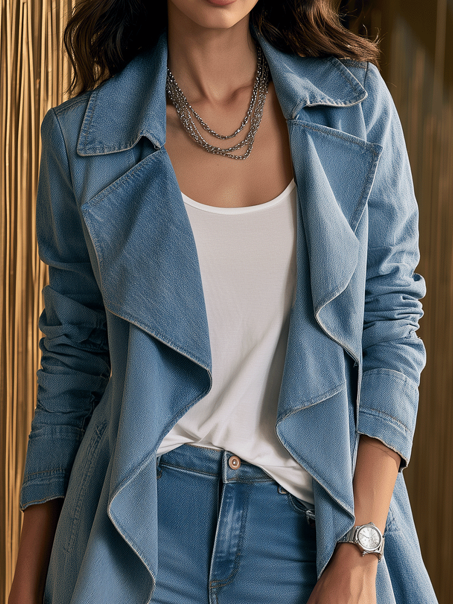 Women's Draped Lapel Open Front Jacket