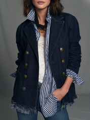 Vintage Nautical Denim Blazer Jacket