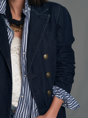 Vintage Nautical Denim Blazer Jacket