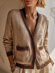 Boho Contrast Trim Knit Cardigan Top