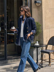Vintage Nautical Denim Blazer Jacket