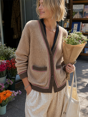 Boho Contrast Trim Knit Cardigan Top