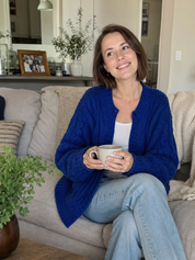 Cobalt Blue Cable Knit Button Front Cardigan