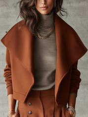 Elegant Caramel-colored Lapel Coat