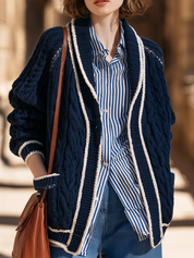 Coastal Luxe Cable Knit Cardigan Top
