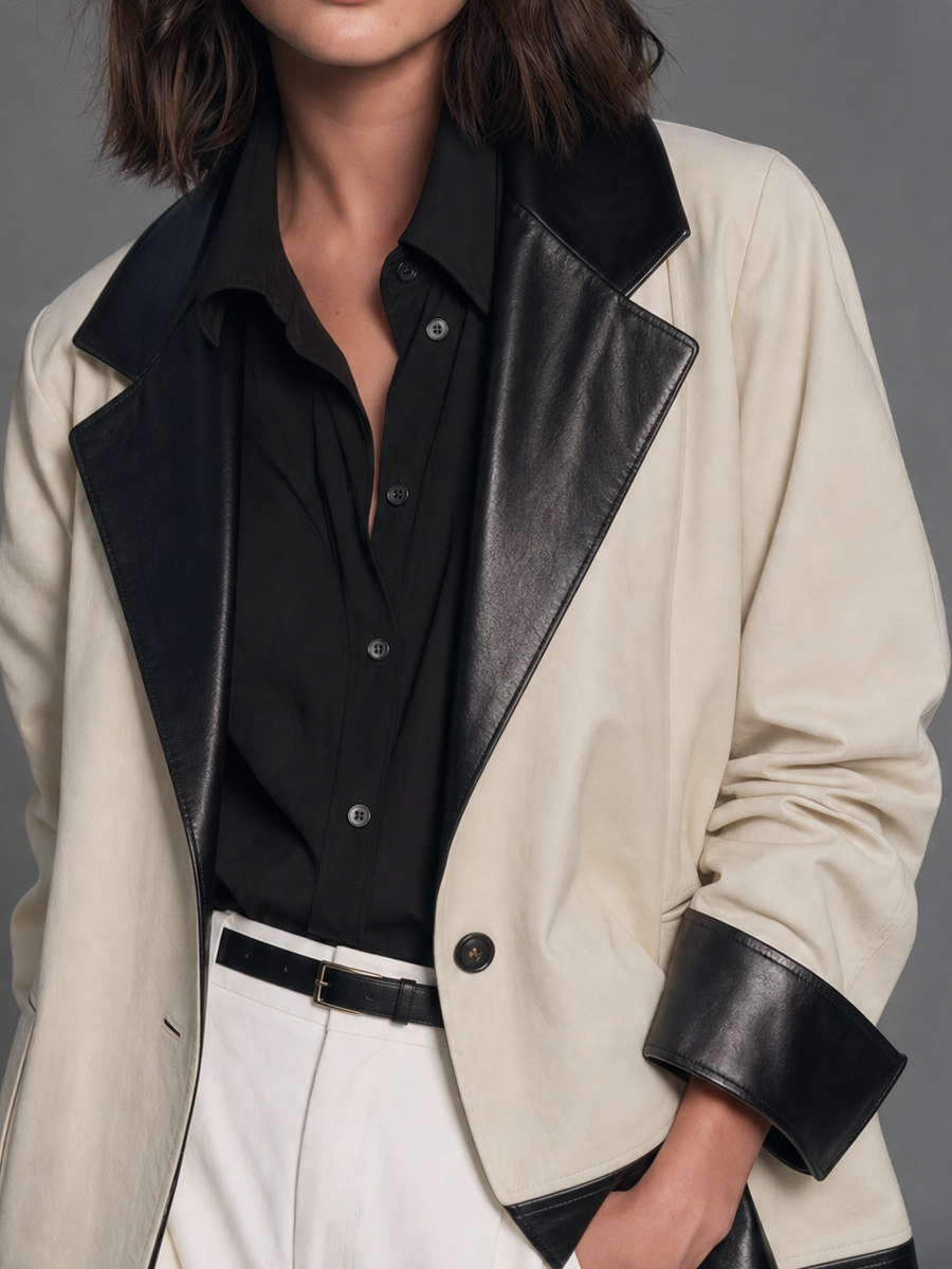 Urban Elegant Two-Tone Statement Blazer