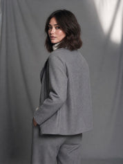 Minimal Grey Wool Blend Moto Jacket
