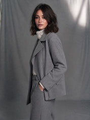 Minimal Grey Wool Blend Moto Jacket
