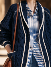 Coastal Luxe Cable Knit Cardigan Top