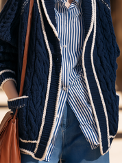Coastal Luxe Cable Knit Cardigan Top