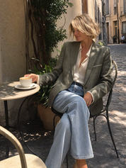 Earthy Luxe Olive Tailored Blazer Top