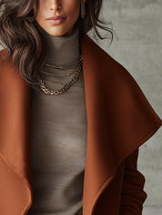 Elegant Caramel-colored Lapel Coat
