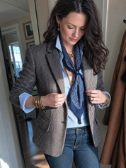 Retro Gray Herringbone Suit Jacket