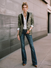 Women's Baroque Jacquard Velvet Collar Blazer