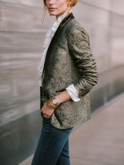 Women's Baroque Jacquard Velvet Collar Blazer