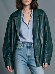 Urban Luxe Emerald Faux Leather Jacket