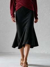 Effortless Evening Wrap Top & Mermaid Midi Skirt Set